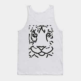 Black Line Minimal Tiger Face Tank Top